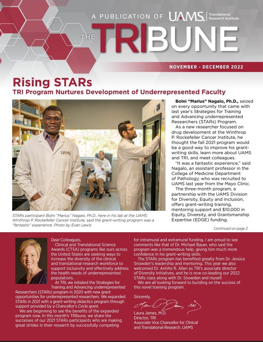 mbkodos's tweet image. The STARS program was very helpful in improving the grant writing skills. #TRI @TRI_UAMS