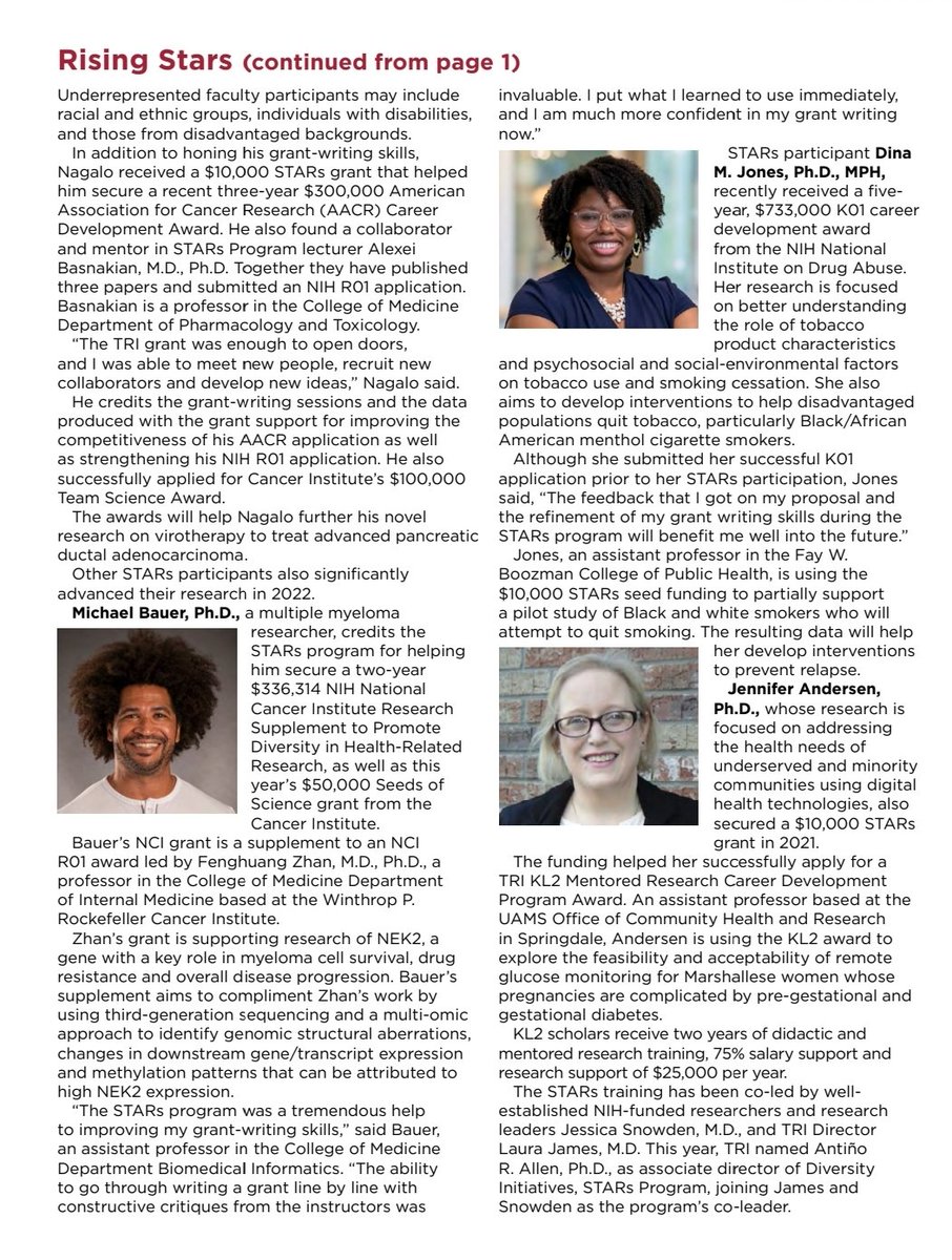 mbkodos's tweet image. The STARS program was very helpful in improving the grant writing skills. #TRI @TRI_UAMS