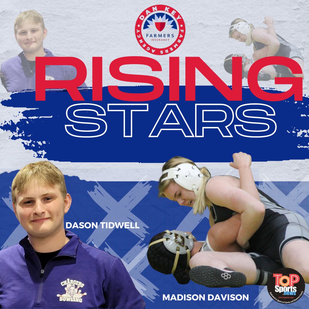 ⭐ RISING STARS ⭐ 

The Dan Key Farmers Agency is glad to announce this week's Male and Female Shawnee County Rising Stars! From Topeka West High School, Junior Dason Tidwell. And from Washburn Rural High School, Sophomore Madison Davison!