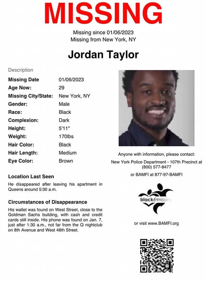 NYC, help us find Jordan Taylor, organizer and law student, last seen in Queens on Jan. 6.

If you have information, contact:
🔹Jordan's brother Al Taylor: 845-596-7350 or altaylor1991@gmail.com
🔹 <a href="/BAM_FI/">Blk & Missing FDN</a>: (877) 97-BAMFI or bamfi.org
#HelpUsFindUs #MissingPerson