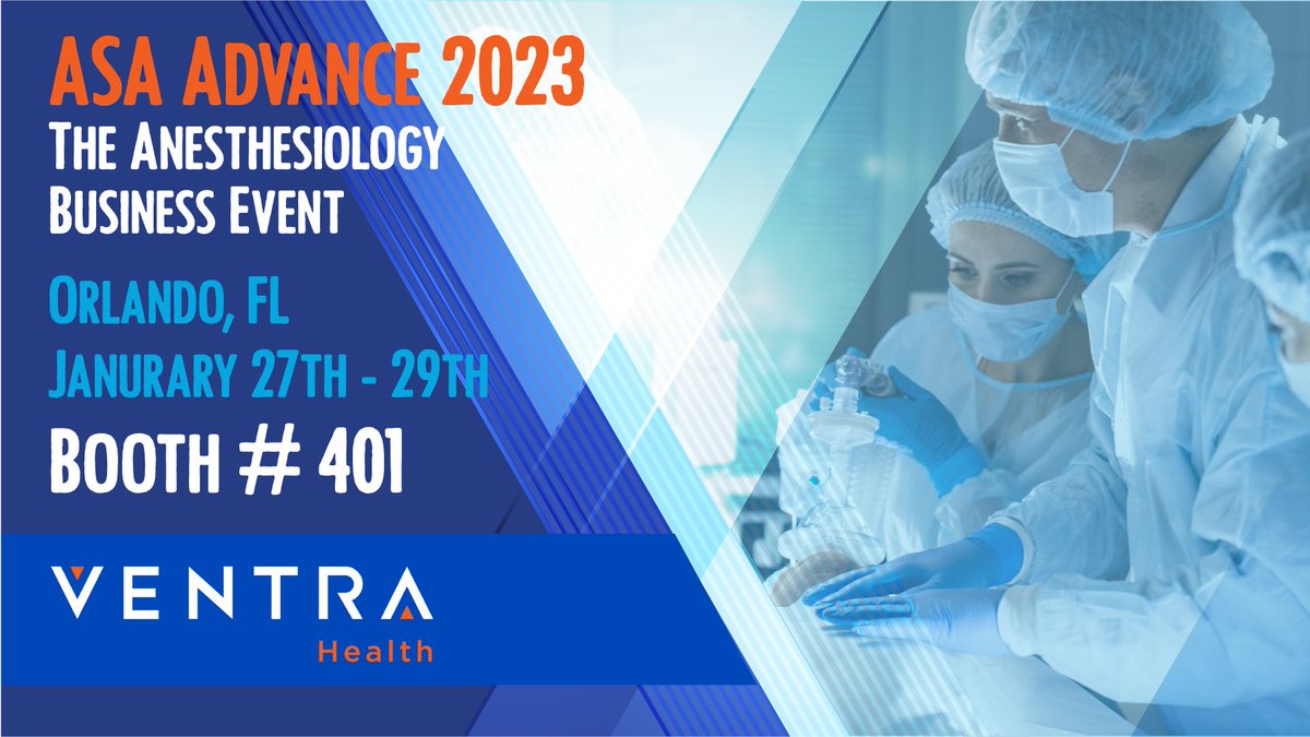 Ventra Health will be at #ASAAdvance Jan 27-29 in Orlando, Florida. Visit us at #booth401 to discuss the business of #anesthesia!  #rcm #anesthesiarcm #orlando #codingandbilling #anesthesiacodingandbilling