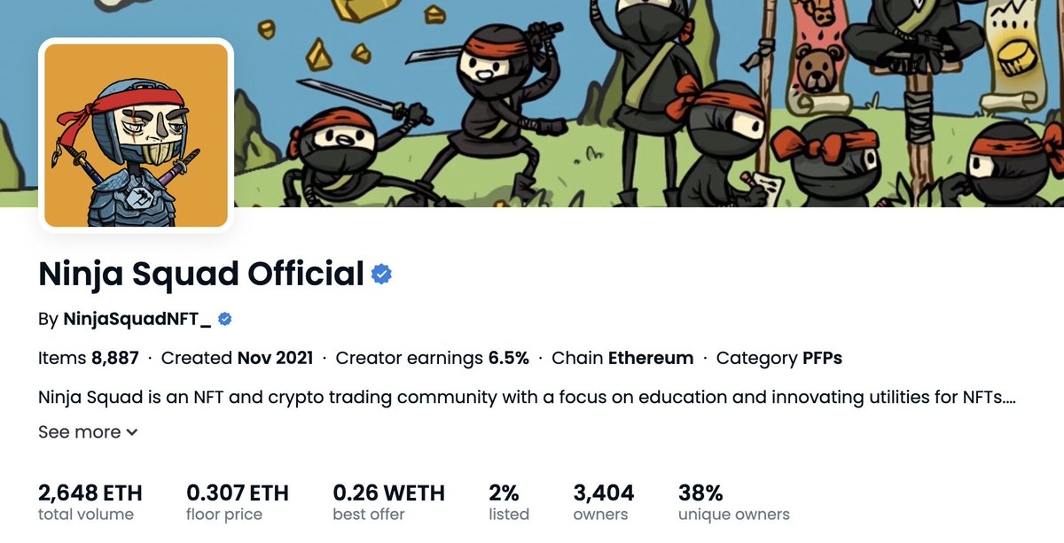 If you don't have a <a href="/ninjasquadnft/">Ninja Squad ($NST)</a> i strongly suggest you DYOR and scoop some ASAP! Few reasons to be a holder:

- Best crypto trading alpha calls in any discord i ever been in. (Iv been in 100s) 
- Team has never stopped building in the 🐻
- 1 Ninja = 1 $NST daily when staked !