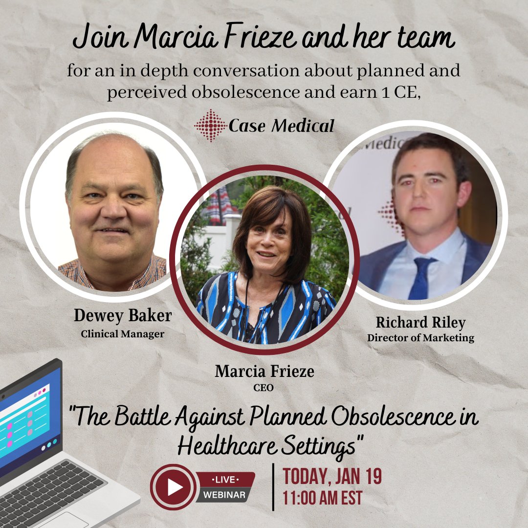 CaseMedical's tweet photo. LAST CHANCE TO REGISTER FOR THE WEBINAR!!

"The Battle Against Planned Obsolescence in Healthcare Settings"

Click the link: https://t.co/0BHRl9YiL2

#webinar #education #Obsolescence https://t.co/E4mV9zc03q