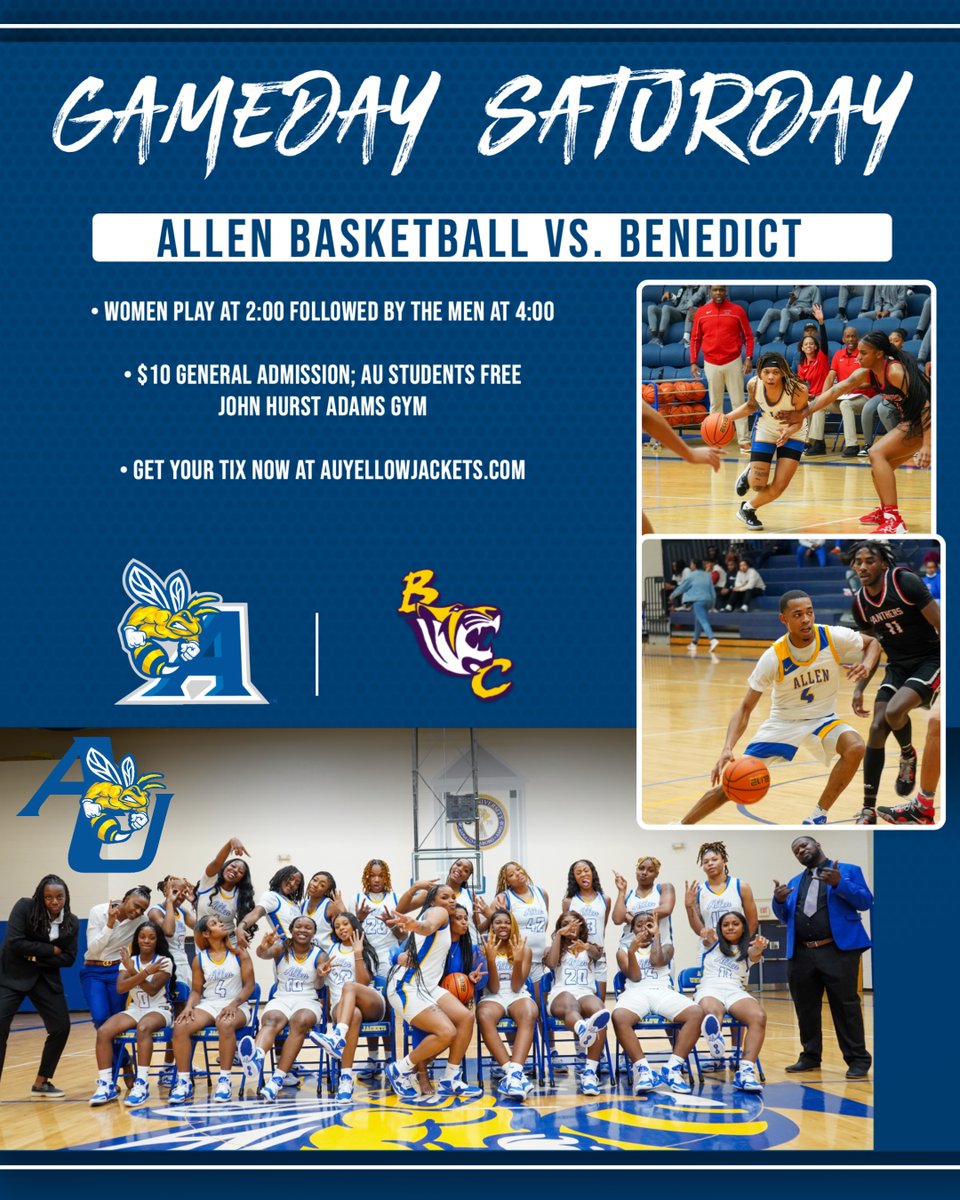 Avoid long wait times and purchase your tickets now for the <a href="/benedict_tigers/">BC Tigers Athletics</a> at Allen basketball doubleheader. this Saturday. A sellout crowd is expected. Don't be on the outside looking in: auyellowjackets.com/sports/2022/4/…