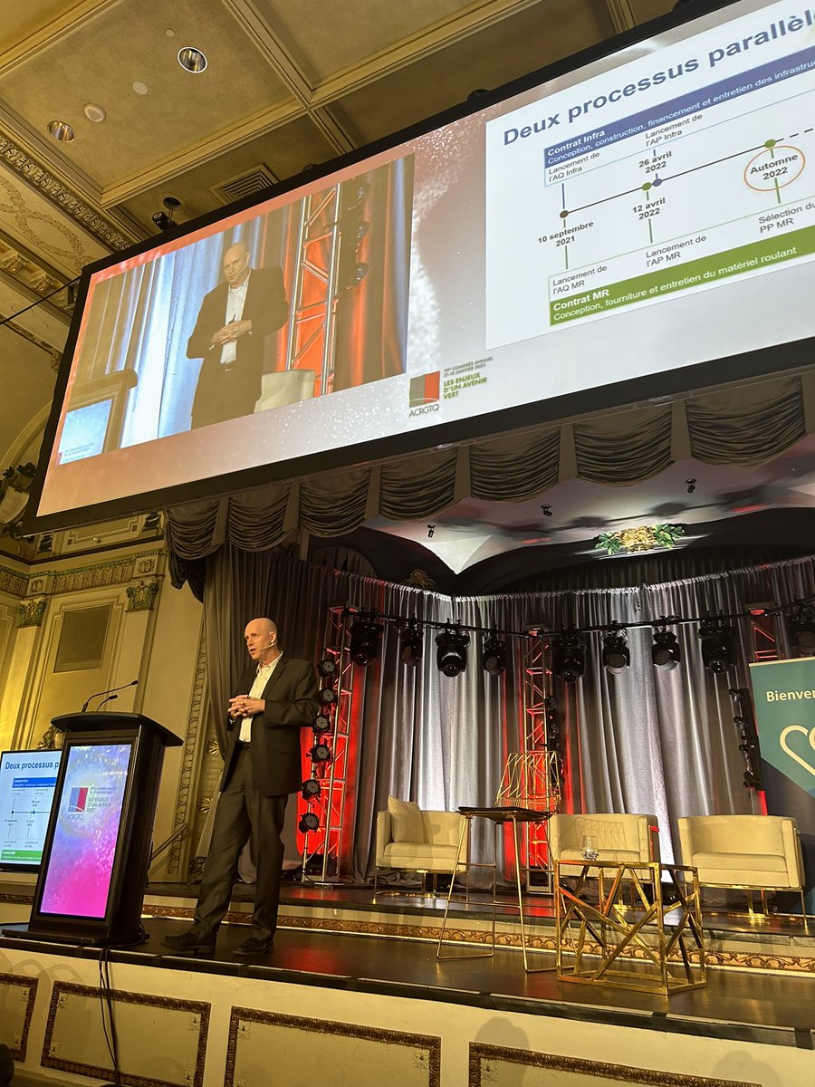 Dan Genest, directeur du projet du Tramway, présente à nos congressistes ce projet d’envergure de la Ville de Québec. « On veut offrir plus de mobilité pour les citoyens, réduire notre impact sur l’environnement et créer des retombées économiques majeures ». #congresacrgtq