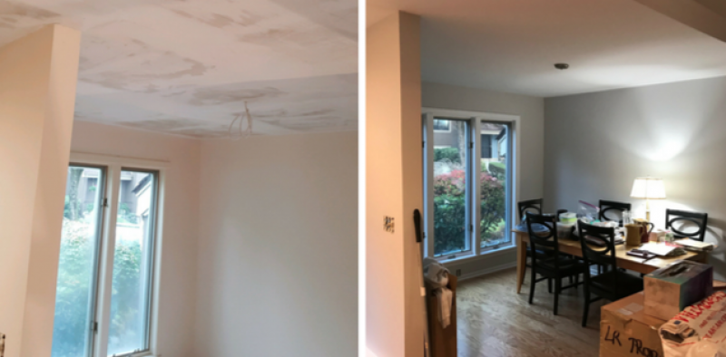 Popcorn ceilings are not forgiving, and can be difficult for an inexperienced hand to repair or repaint. 
If yours is damaged or stained, we will discuss your goals with you, put together a plan for repairing and texture-matching &amp; make sure that the result looks better than new.