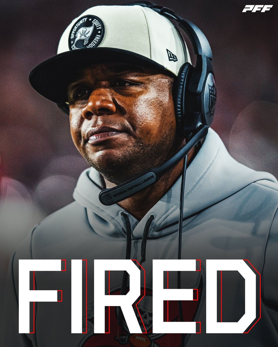 PFF's tweet photo. The Buccaneers have fired OC Byron Leftwich, per @NFLSTROUD https://t.co/EON1waMIn3