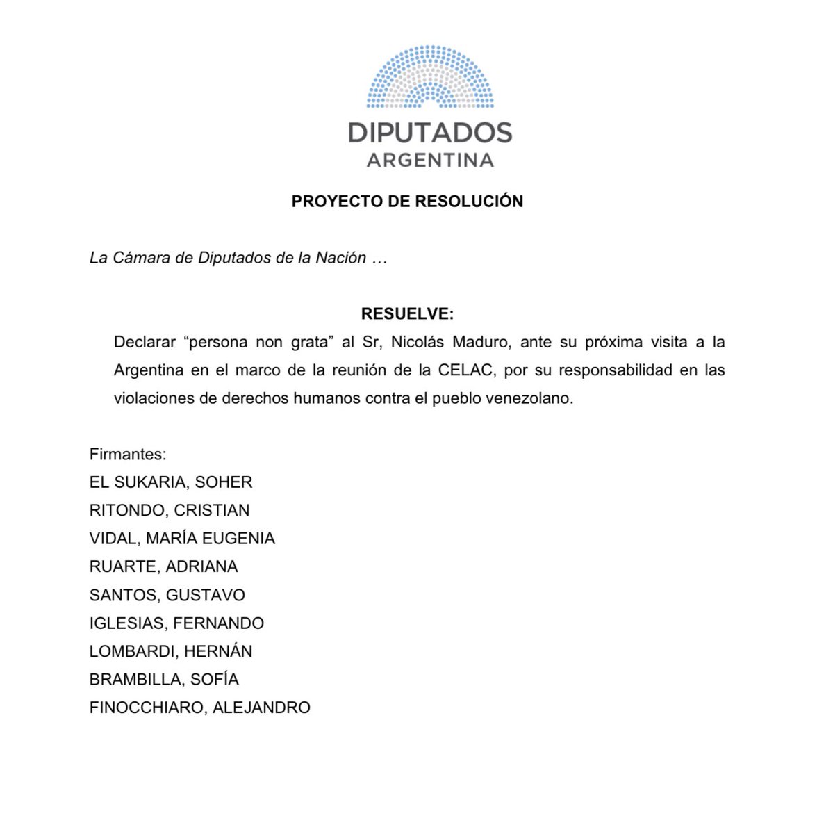 mariuvidal's tweet photo. LOS DICTADORES NO SON BIENVENIDOS

Presentamos un proyecto para declarar a Maduro “persona non grata” por la constante violación a los DDHH del pueblo venezolano. Alberto Fernández invitó a un dictador a pasear por nuestro país. El kirchnerismo es cómplice. https://t.co/UwTfokYt6C
