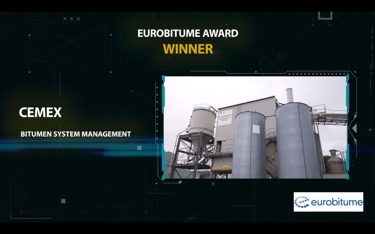 MineralProduct's tweet photo. ASPHALT AWARD: A big well done to @CEMEX_uk, winners of the @eurobitume Award for their bitumen system management entry. And congratulations to finalists @AggregateUK and a second team from CEMEX. 
#MPAHS22 #MPAHSAwards #SaferbySharing #VisionZero #HealthandSafety https://t.co/SagsVHOq6g