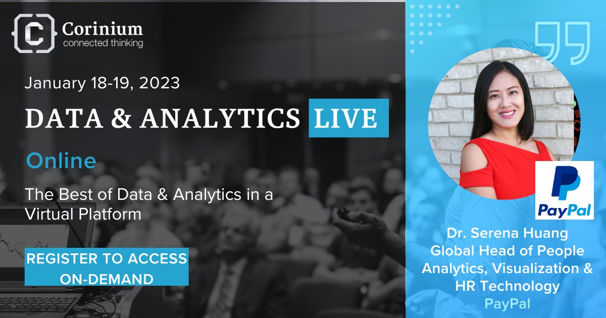 CoriniumGlobal's tweet image. For many organizations, people analytics, and HR are vastly underutilized and underappreciated. Serena Huang of PayPal shares with #DataAnalyticsLive audience how she is harnessing HR power to innovate the way talent is recruited, retained, and mentored.
bit.ly/3GRzKm3