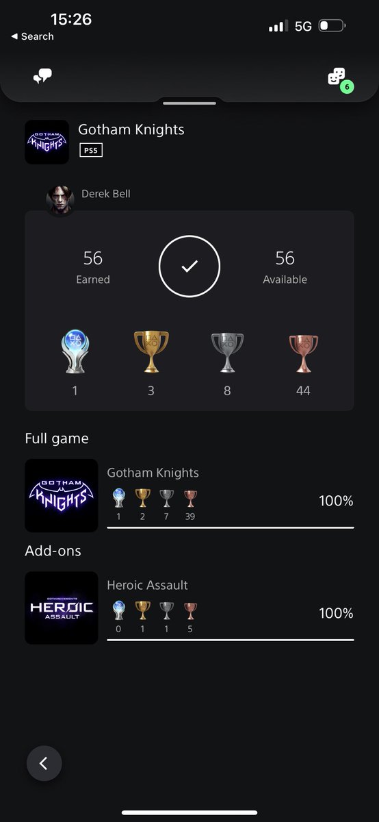 Platinum #52 #GothamKnights .. Despite negative reviews on this game I REALLY enjoyed it. I hope to see more DLC in the future 🦇 🤩 Next up Dead Space Remake 🔥 #P5 #trophyhunters #PlatinumTrophy
