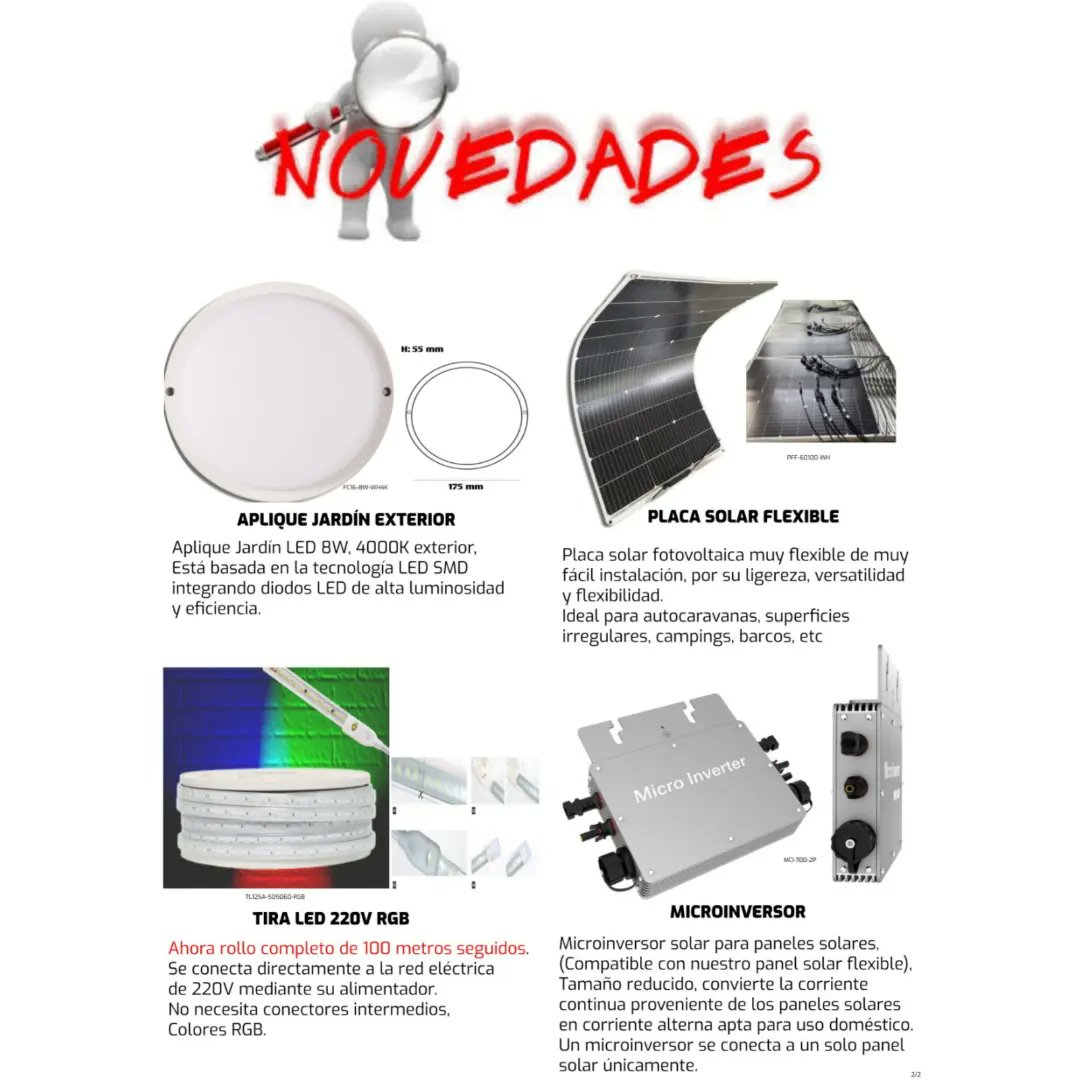 Dusselled's tweet image. 📢🔎 𝐍𝐎𝐕𝐄𝐃𝐀𝐃𝐄𝐒 🔍📢
¡¡NOS ACABA DE LLEGAR!! 

No te quedes en la duda, visita nuestra página para más información:
dusselled.es
¡Preguntános todo lo que quieras! 📞 #españa #apliques #placasolar #placasolarflexible #tiraled #rgb #microinversor #bateriaportatil