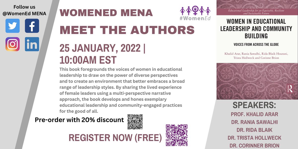 Don’t miss our Women in Educational leadership book launching event. Scan the code for registration or via us02web.zoom.us/webinar/regist…