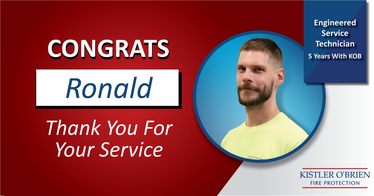 kobfireprotect's tweet photo. Congrats to Corey and Ronald on their milestone anniversaries with Kistler O'Brien! Thank you for all you do to help keep our customers' workplaces safer!

#KOBFire #FireSafety #LifeSafety #EmployeeAppreciation https://t.co/KZ3DrD7RFx