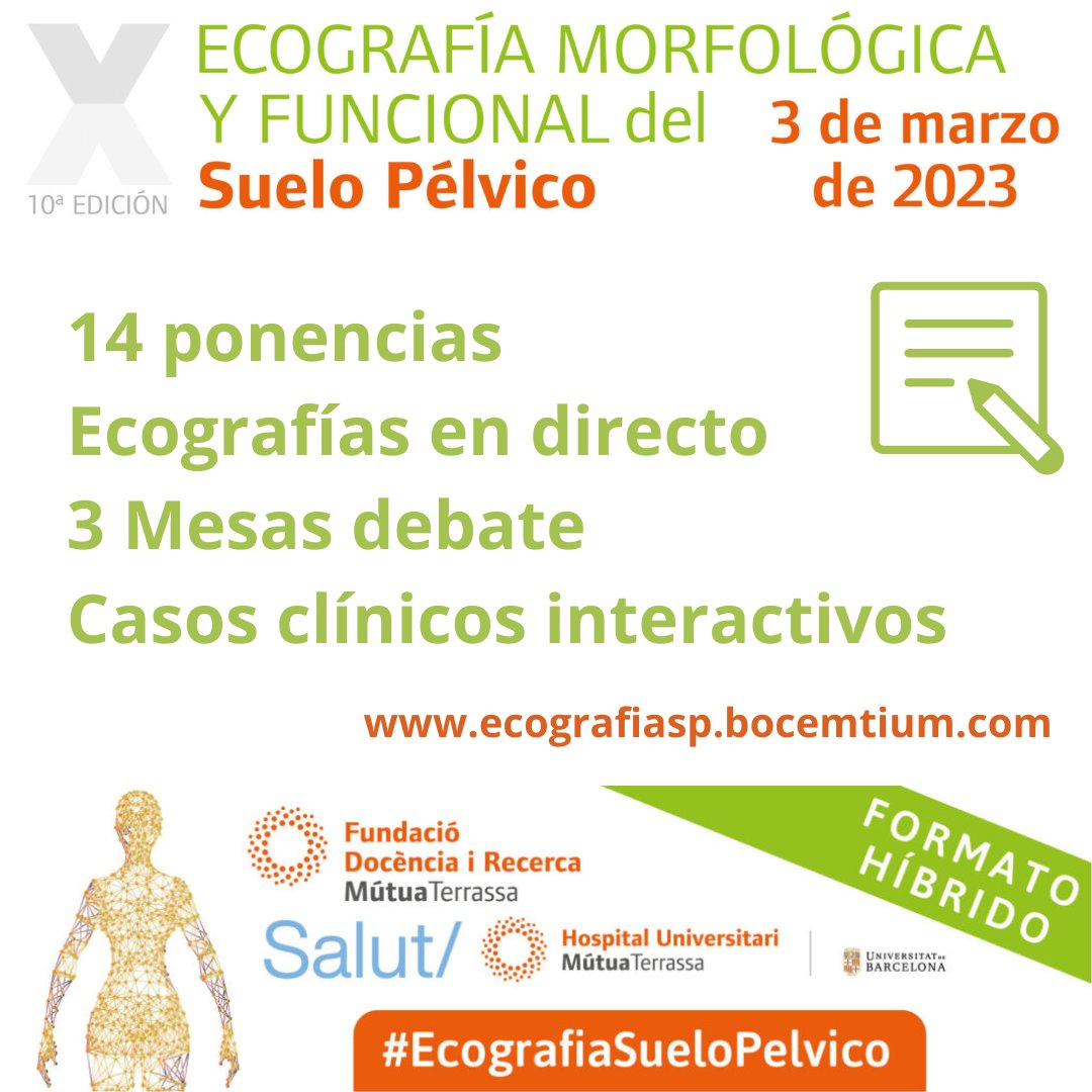 bocemtium's tweet photo. 🗓️El próximo 3 de marzo se celebrará el X Curso de Ecografía Morfológica y Funcional del Suelo Pélvico #EcografiaSueloPelvico, organizado por @Mutua_Terrassa
👍Avalado por la @SociedadSEGO la #SCOG y la @EUGA47273121
✏️ Inscripciones: https://t.co/4p4Nz89c7d
#resultadosreales https://t.co/p2rPet5mq5