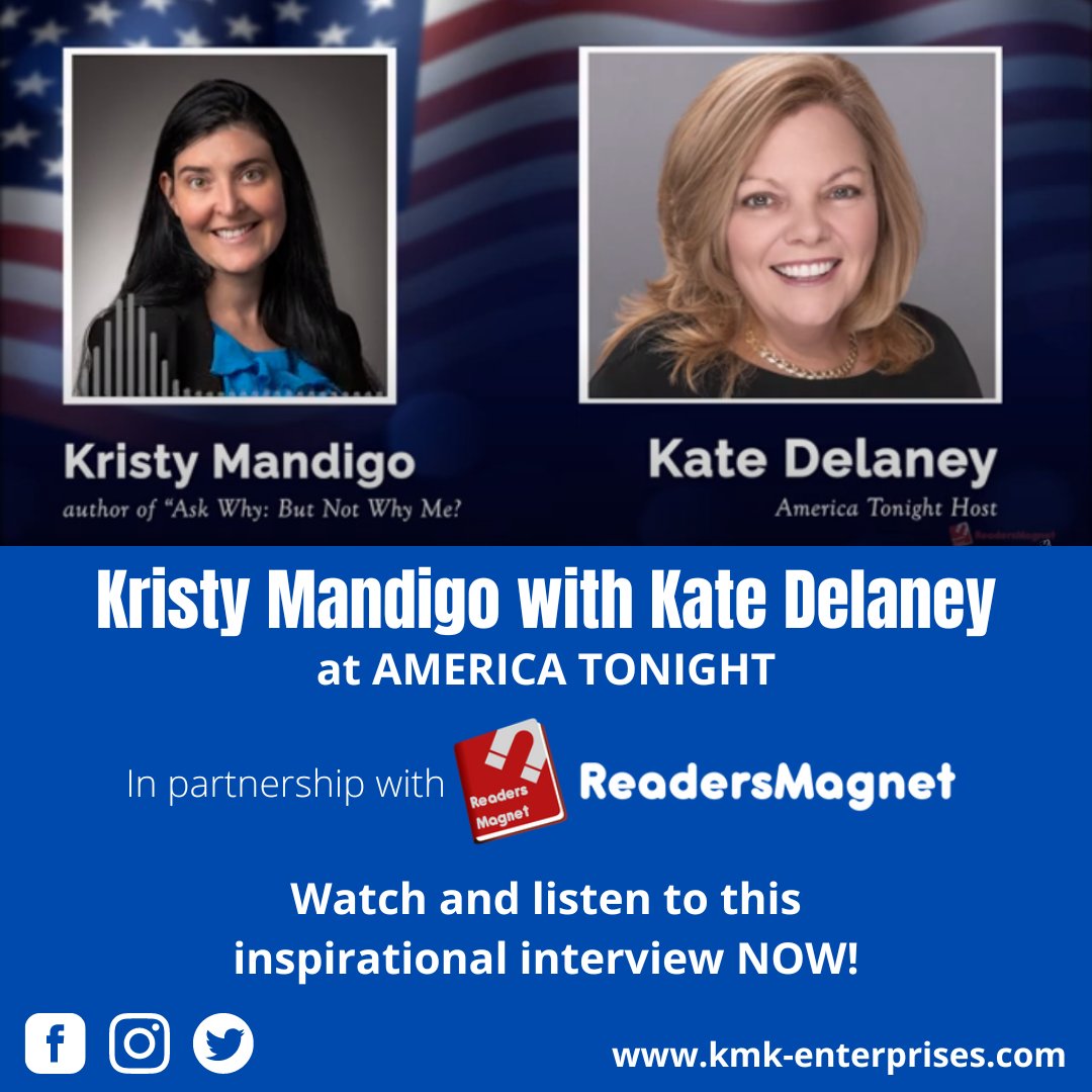 lilhuggle's tweet photo. The wait is over. You can now listen to the exclusive interview of author Kristy Mandigo with America Tonight's host Kate Delaney in partnership with @ReadersMagnet.

Tune in at https://t.co/OLWLVvIKLE!

#KMKEnterprises #KristyMandigo #KateDelaney #AmericaTonight #ReadersMagnet https://t.co/h6VnkZsBh9