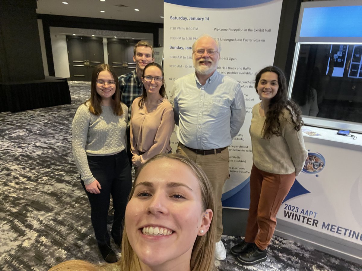 GeneseoPhysics's tweet photo. Kurt Fletcher and five Geneseo physics students attended the 2023 American Association of Physics Teachers (AAPT) winter meeting in Portland as part of his PHYS 205 intersession course. We are excited to hear about all the cool things they learned at the conference! https://t.co/C1jT1c2Zm0