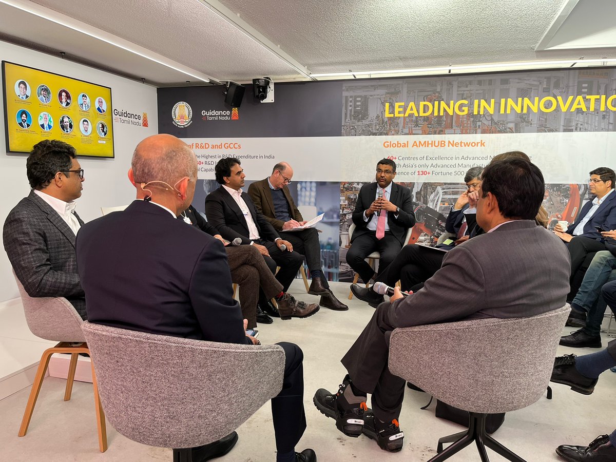 Guidance_TN's tweet photo. 'Tamil Nadu: A Green Ecosystem for Investments in Clean Energy Supply Chain' roundtable has started.

#TNatDavos2023 #wef23 #FutureOfAdvanced #InvestInTN #MakeInTN #ThriveInTN https://t.co/I5eQk3aGOT