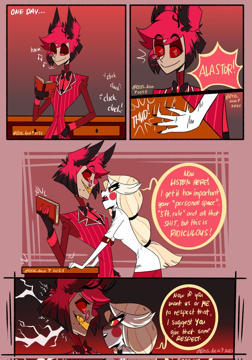 Cess_Nea's tweet photo. The Princess is having none of that Radio sh*t.. (2/4)
#HazbinHotel #HazbinHotelAlastor #HazbinHotelCharlie #HazbinHotelAngelDust #hazbinhotelvaggie #hazbinhotelhusk https://t.co/x9xloD0UqB