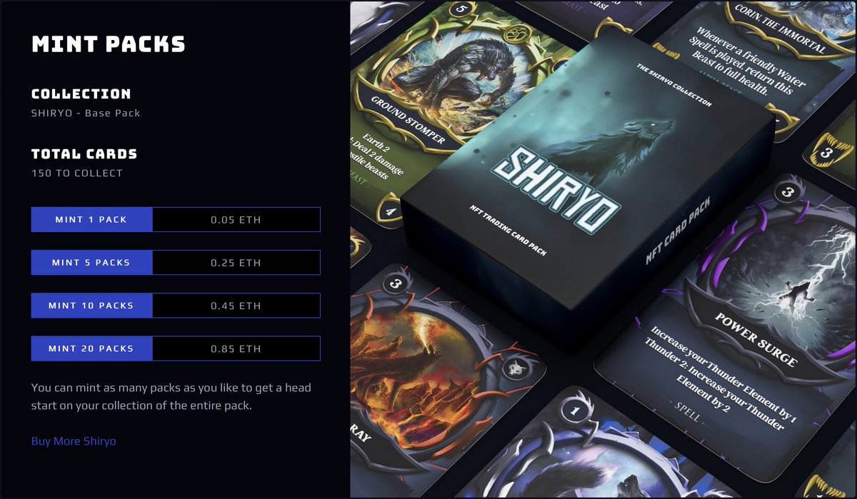 Shiryo_Official's tweet photo. Build your #Shiryo deck! You can mint your deck on Matic or ETH, just follow the link below. 
https://t.co/OZXCtKHVJp
#Shiryo #ETH #ETH #ShiryoArmy https://t.co/qn87GLVFGq