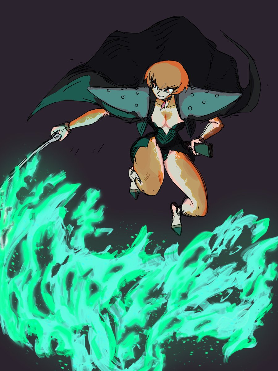 Another Shiki, this time she's casting green flame blade