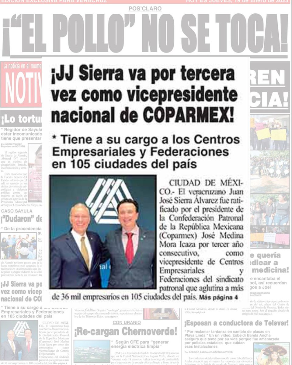 Agradezco al presidente @josemedinamora  por la confianza para seguir trabajando desde la vicepresidencia de #CentrosEmpresariales y #Federaciones de <a href="/Coparmex/">Coparmex Nacional</a>   

La nota vía <a href="/NOTIVER/">NOTIVER</a>