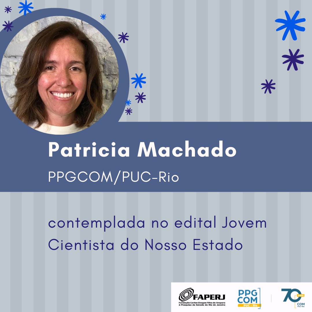 DepartamentoRio's tweet photo. A professora e pesquisadora Patricia Machado, do Programa de Pós-Graduação em Comunicação (PPGCOM) da PUC-Rio, foi contemplada pelo edital Jovem Cientista do Nosso Estado (JCNE), da FAPERJ.
Leia mais em https://t.co/tzWBHeCsnj
#PUCRIO #Comunicação #PPGCOM #contraarquivo https://t.co/bcaHhtvEek