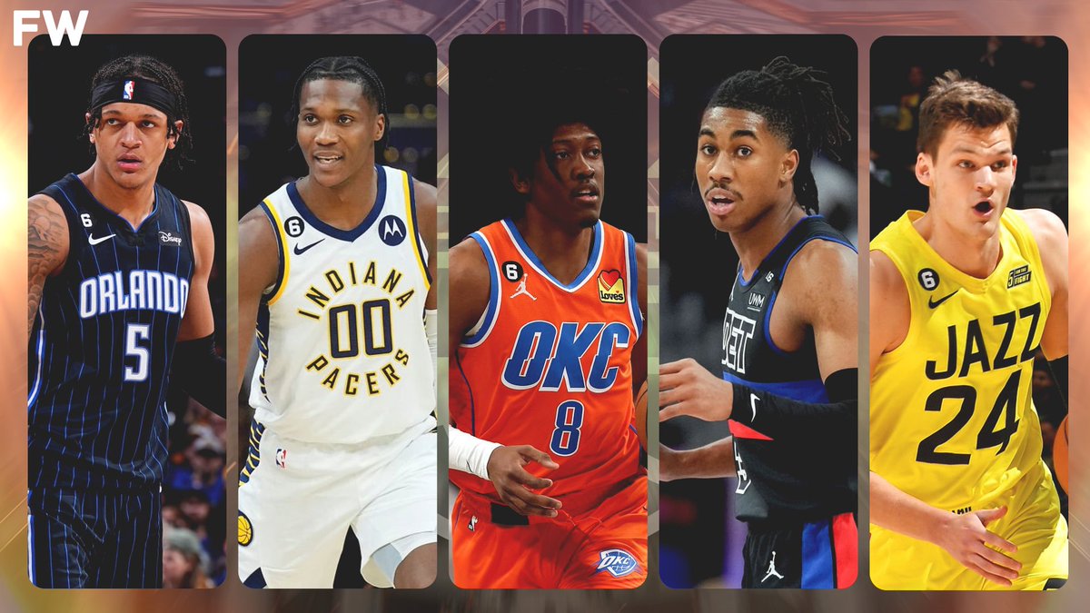 FadeawayWorld's tweet photo. NBA Rookie Ladder (as of Jan 18, 2023):

1. Paolo Banchero 
2. Bennedict Mathurin
3. Jalen Williams
4. Jaden Ivey
5. Walker Kessler

Jalen Williams and Walker Kessler made the biggest jump this week 👀

#NBA #RookieLadder #Basketball https://t.co/HRDYNV9pYA