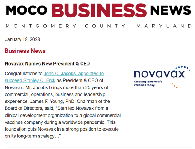 think_moco's tweet photo. In our latest newsletter: @Novavax &amp; @WorldInSign1  have new CEOs, business spotlight: @agentisair, @WashInformer WIN-TV interview, @MDHousing Community Safety Works Awards, @NeighborhoodSun receives @MDTEDCO funding, @MCPS @worksourcemd Summer Rise seeks hosts. https://t.co/buzn0n3Ot5