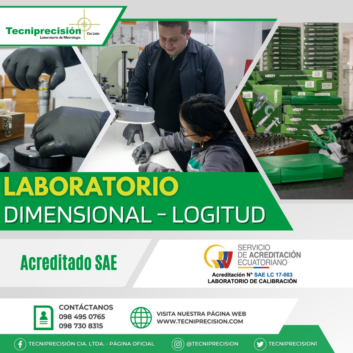 TECNIPRECISION1's tweet photo. 👷🏽👷🏽‍♀️ ¡Calibra siempre con los mejores! 💪
✔️Estamos Acreditados por el SAE (Ver alcances de acreditación).
✔️En Tecniprecisión Manejamos patrones de elevada precisión.
📲 098 495 0765
📲 098 783 6855
🌐https://t.co/rWsxGieuxC
.
.
.
.
.
#metrologia #metrology #mediciones #patrones https://t.co/tgUp0a2PH4