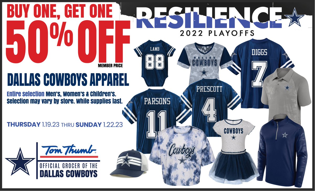 Get your game day gear at Tom Thumb! Now thru 1.22 BUY 1, get 1 50% off! Find a store near you: local.tomthumb.com/search.html