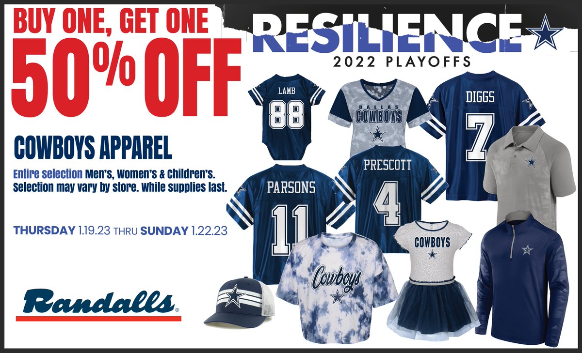 Get your game day gear at Austin area Randalls! Now thru 1.22 BUY 1, get 1 50% off! Find a store near you: local.randalls.com/search.html