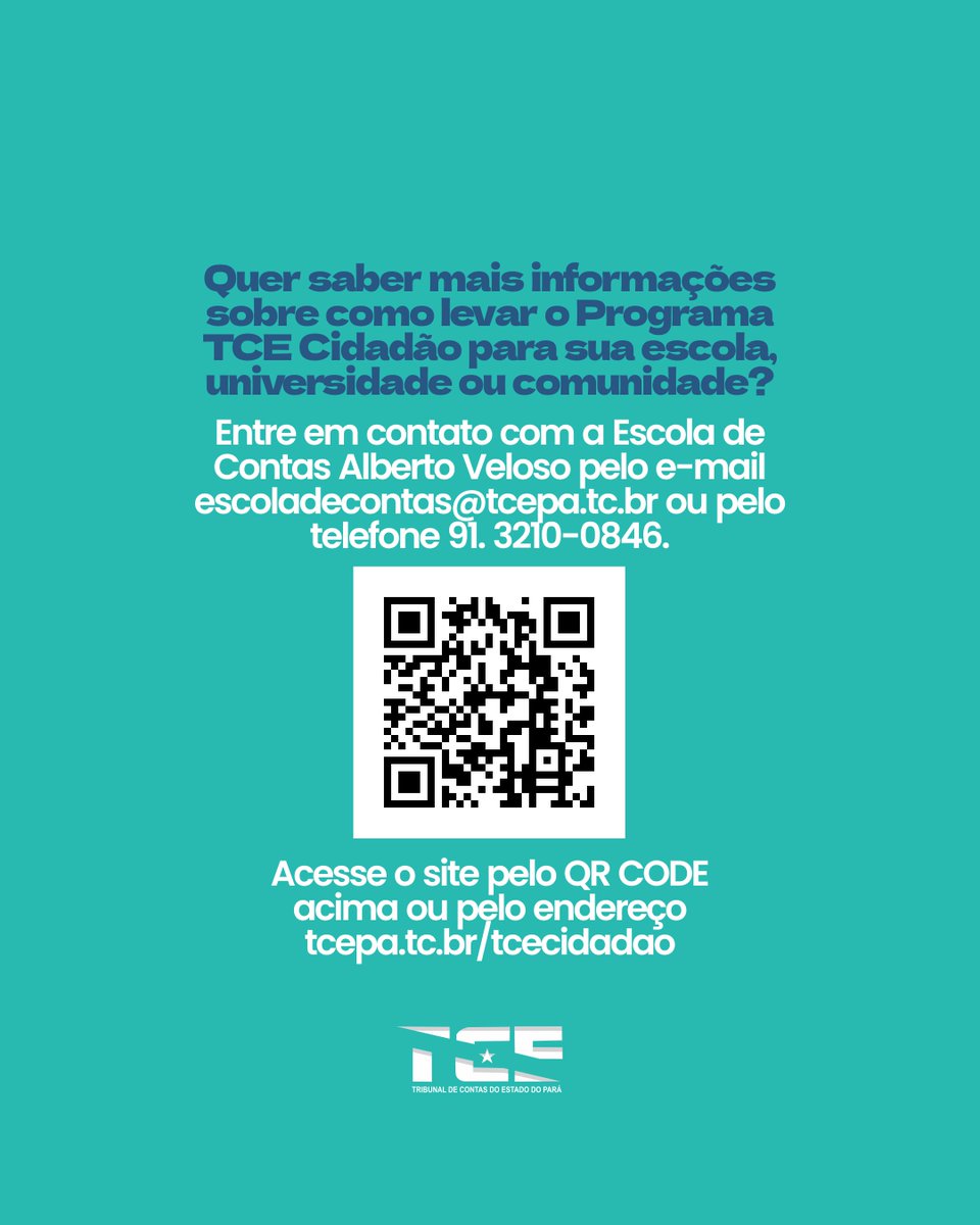 tcepadigital's tweet image. Entre em contato com a #Ecav para mais informações pelo e-mail escoladecontas@tcepa.tc.br ou pelo telefone (91) 3210-0846.

🔗Acesse: tcepa.tc.br/tcecidadao