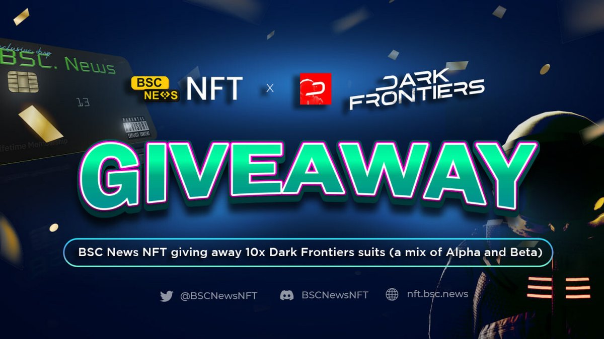BSC News NFT | MINT NOW LIVE (@bscnewsnft) on Twitter photo 📢 LAST CHANCE to enter our raffle with <a href="/DarkFrontiersGS/">Dark Frontiers</a>
A mixture of 10x Alpha and Beta suits up for grabs 🚀
You must be holding a #BSCNewsNFT to enter. The more you hold, the higher your chances 👀
Closes in 24 hours... 👇⌛
box.genki.io/57LERH 📢 LAST CHANCE to enter our raffle with <a href="/DarkFrontiersGS/">Dark Frontiers</a>
A mixture of 10x Alpha and Beta suits up for grabs 🚀
You must be holding a #BSCNewsNFT to enter. The more you hold, the higher your chances 👀
Closes in 24 hours... 👇⌛
box.genki.io/57LERH