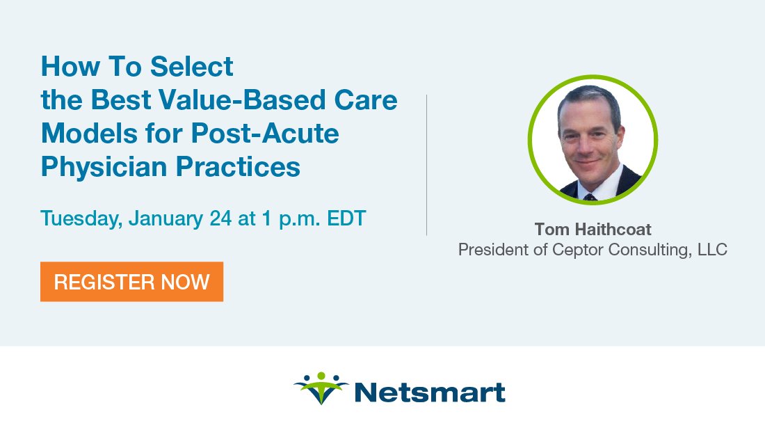 NetsmartTech's tweet image. Are you a PA physician looking for the right #ValueBasedCare model? Join our upcoming webinar to learn from industry expert, Tom Haithcoat, as he shares insights &amp;amp; strategies for selecting the suitable #RiskBased care model for your practice: okt.to/j3mTv6