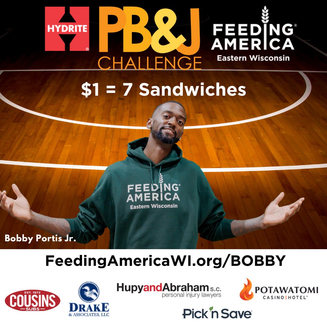 FeedAmericaWI's tweet photo. Thank you to our PB&J Challenge sponsors - @HydriteCo, @cousinssubs, @TonyDrakeCFP, @HupyandAbraham, @paysbig and @PicknSaveStores. https://t.co/6o9wAhIYNA