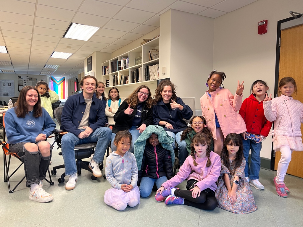 StuartCDSchool's tweet photo. #TBT to the time when our second grade newspaper staff met an ACTUAL newspaper staff! The second graders visited Princeton this fall as part of their community portrait series and got to meet with the staff of the @princetonian, Princeton University's newspaper. https://t.co/bmQxuRpc3W