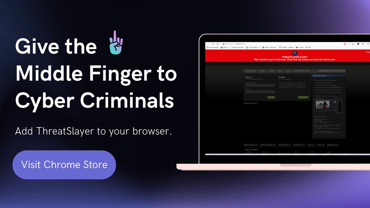 hivefury's tweet photo. 🖕Give the middle finger to cybercriminals!

🔥Introducing ThreatSlayer, the badass browser extension that'll instantly slay those savage browser-based threats, #phishing attacks, and bad downloads. 

🧵👇 https://t.co/yQLuyscsJI