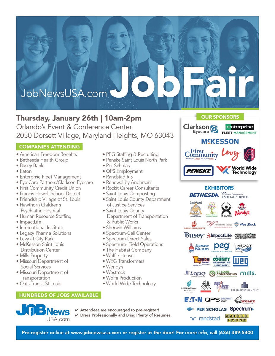 Now’s the time to get that Job! Tired of browsing online job boards all day? Come meet face-to-face with recruiters &amp; hiring managers at the St. Louis Job Fair Thursday, January 26th | 10am-2pm!