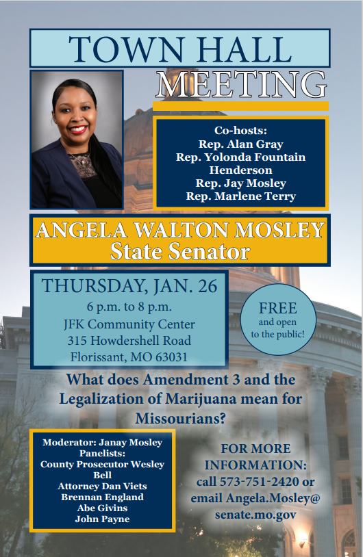 Do you have questions regarding Amendment 3 and what that means for Missouri? Attend the Town Hall meeting on Thursday, January 26 to find out everything you need to know.