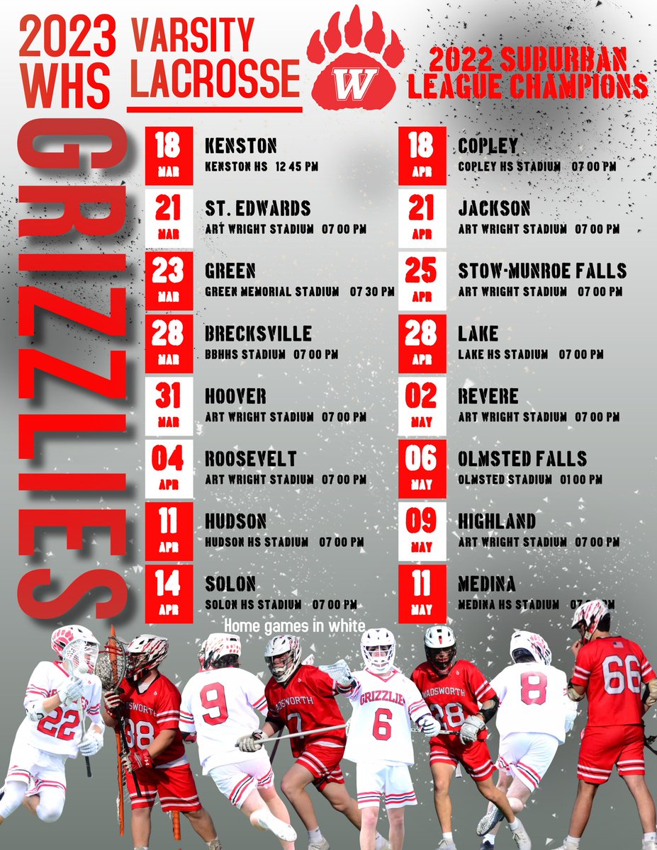 Wadsworth High School Boys Lacrosse 2023 Schedule
#LetGoBears 🐻🥍