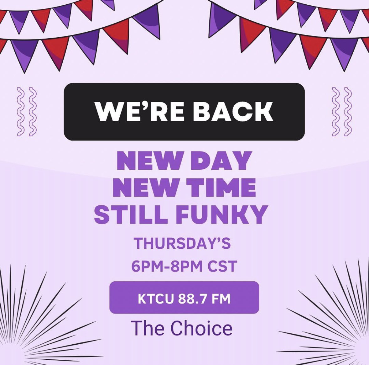 FunkytownTakes's tweet photo. 🎶Guess who’s back? Back again🎶

Funkytown Takes is BACK for season 2 tonight! 6:00-8:00 p.m. CST on KTCU 88.7 FM The Choice 😈 https://t.co/ipTQ0CPpa8