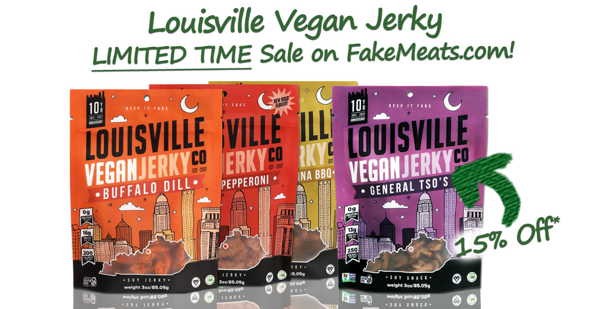 FakeMeats's tweet photo. Check out the newest flavor of Louisville Vegan Jerky! All LVJ flavors on sale on https://t.co/i2p6id2Ccv for a limited time* #veganjerky #veganmeat #veganfood #fakemeats https://t.co/g80XevMRNB https://t.co/HcqTuKAZDd