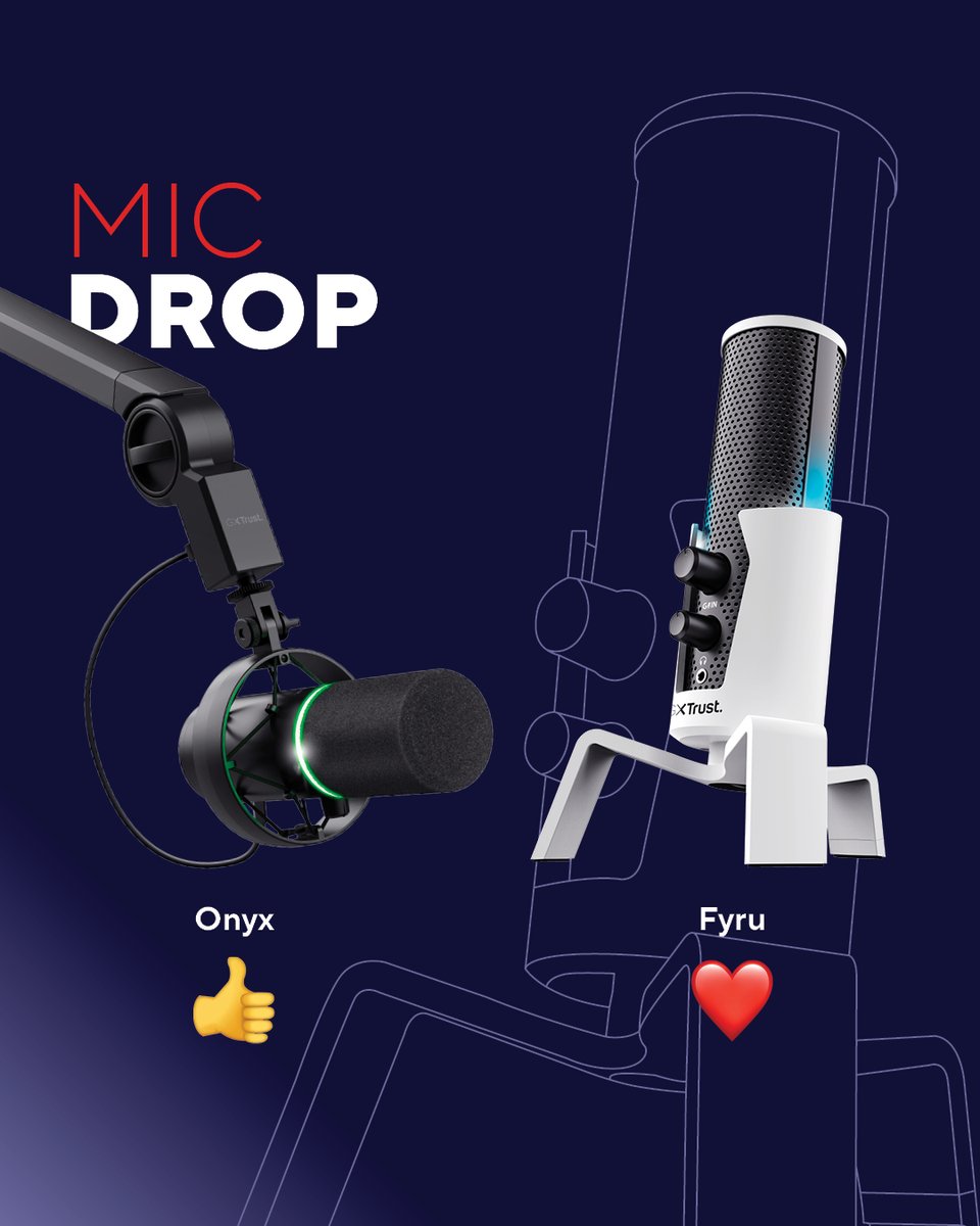 TrustGaming's tweet image. Time to speak your mind – which microphone would you choose? Drop the emoji in the comments!

❤️: 24257 Fyru
👍: 24354 Onyx

#gamingxtrust #streamingmicrophone