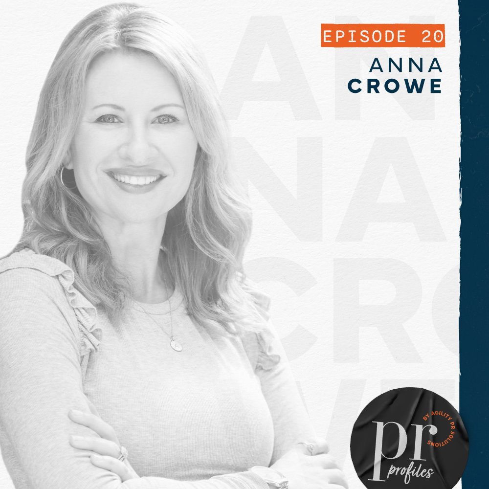 AgilityPRS's tweet photo. Episode 20 of #PRProfiles featuring Anna Crowe, CEO of @CrowePR, is out! Don’t forget to subscribe to regularly hear from some of the brightest minds in PR! Check out the latest episode here: https://t.co/ziiSWHQqxa https://t.co/FFI3HPDcLz