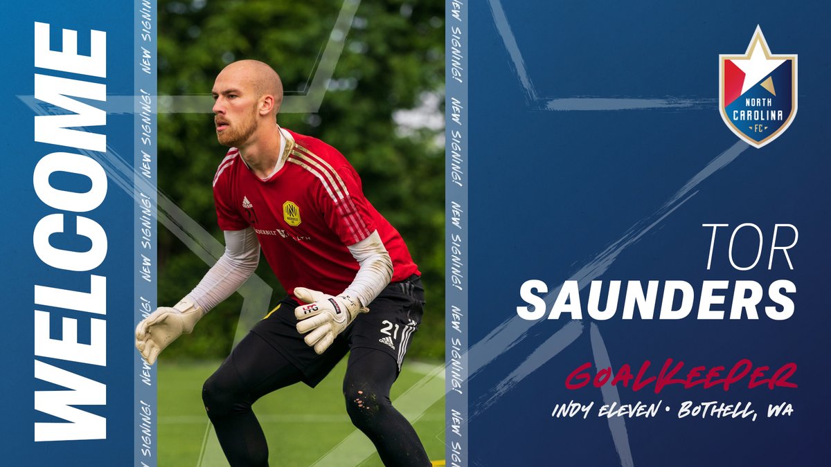 NorthCarolinaFC's tweet photo. ❗ Another shot-stopper joins the squad ❗

North Carolina FC has signed goalkeeper Tor Saunders for the 2023 season. Welcome to NC, @SaundersTor! #RootedInNC

STORY: https://t.co/AqOAvpY24A https://t.co/tPNlPpkt9t