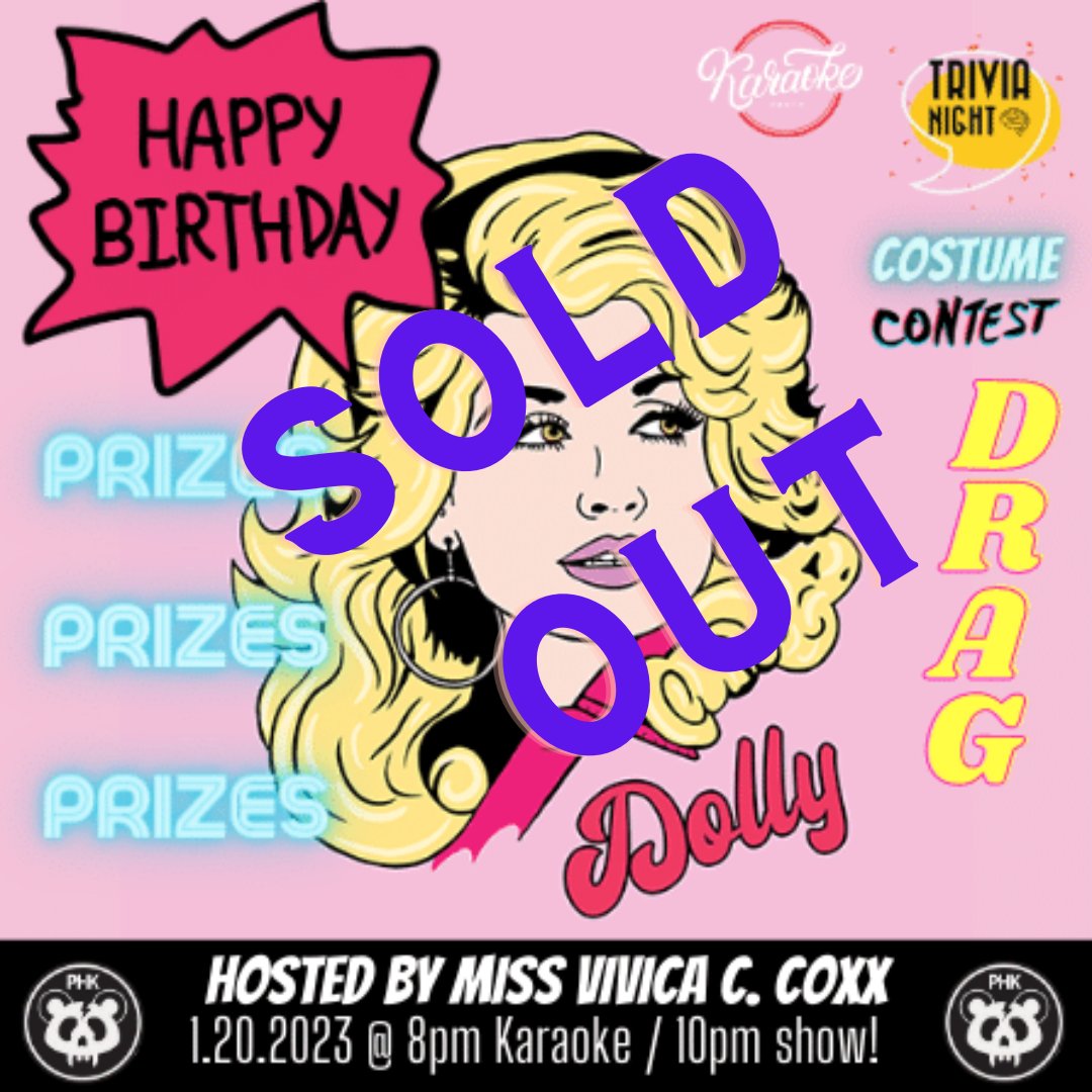 thepinhook's tweet photo. Dolly's Birthday Bash is SOLD OUT! Can't wait to see y'all tomorrow!!

#pinhook #since4eva #until4eva #dolly #queervenue #dollyparton #dollybdaybash https://t.co/68iSVRMNXM