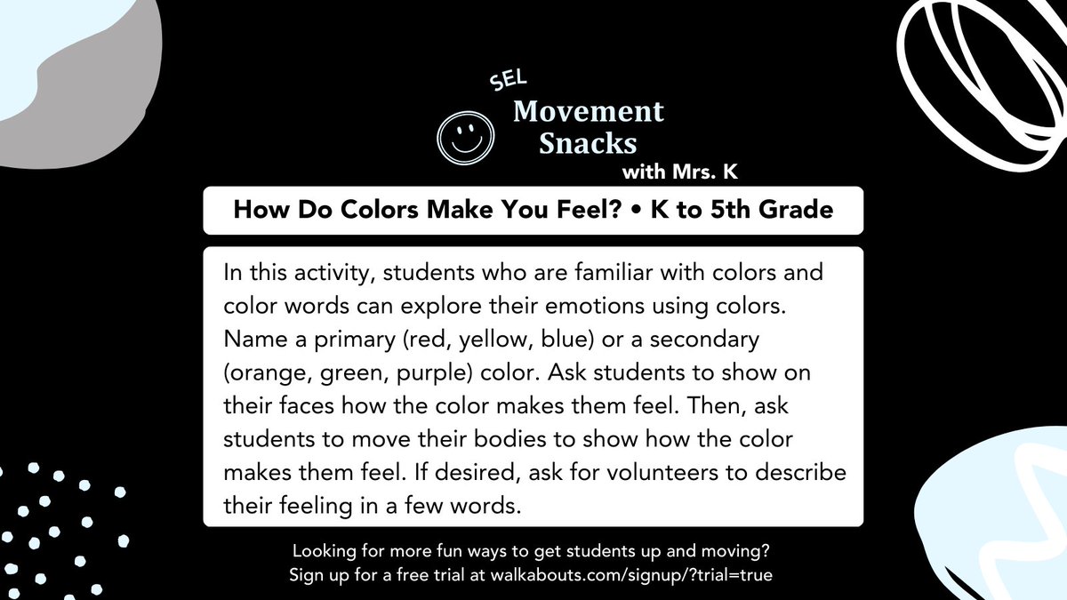 activedinc's tweet photo. Looking for bite-sized ways to integrate movement into your SEL lessons? We hope you'll try Movement Snacks with Mrs. K and get your pre-K to 2nd grade students moving as they learn! #activebodiesactiveminds #activekidsdobetter #movementsnacks https://t.co/LrZlBXVOwe