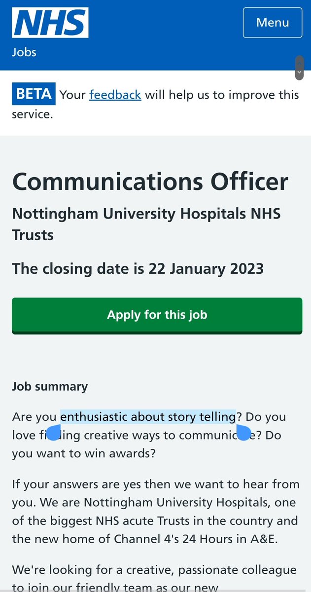 Wesso311's tweet image. Must specialise in fiction from our experience... Jackanory time!
They need someone special as this clearly sends out the wrong message to all the many harmed families of NUH Maternity
#Failed 
#AvoidableHarm 
#DutyOfCandour 
#SaferMaternity 
#OurNottingham
#OurPeople