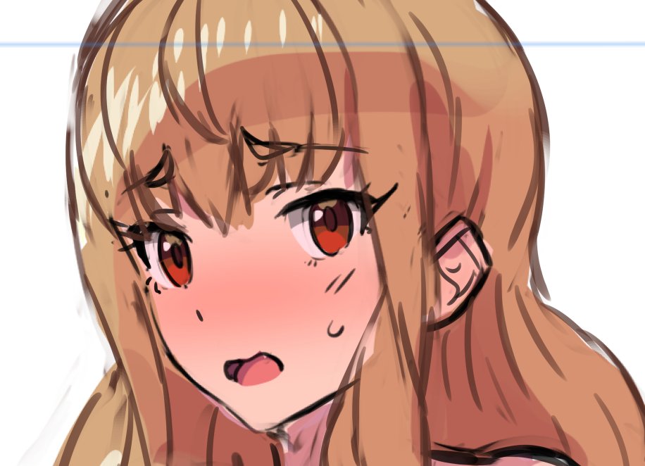 限定コンテンツ用カット、カラーラフまで。手間になるのだけど、余裕があるときは線ラフも部位(レイヤー)毎に色分けしっかりしておくと、最終的には諸々やりやすい感じ。 